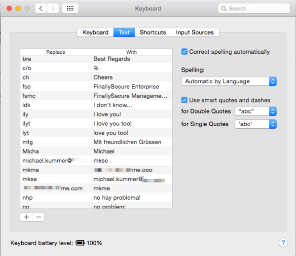 iCloud Keyboard shortcuts that keep returning
