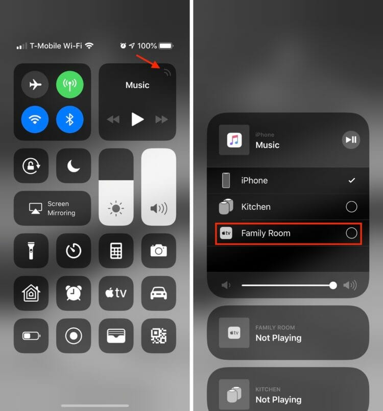AirPlay via Music Controls