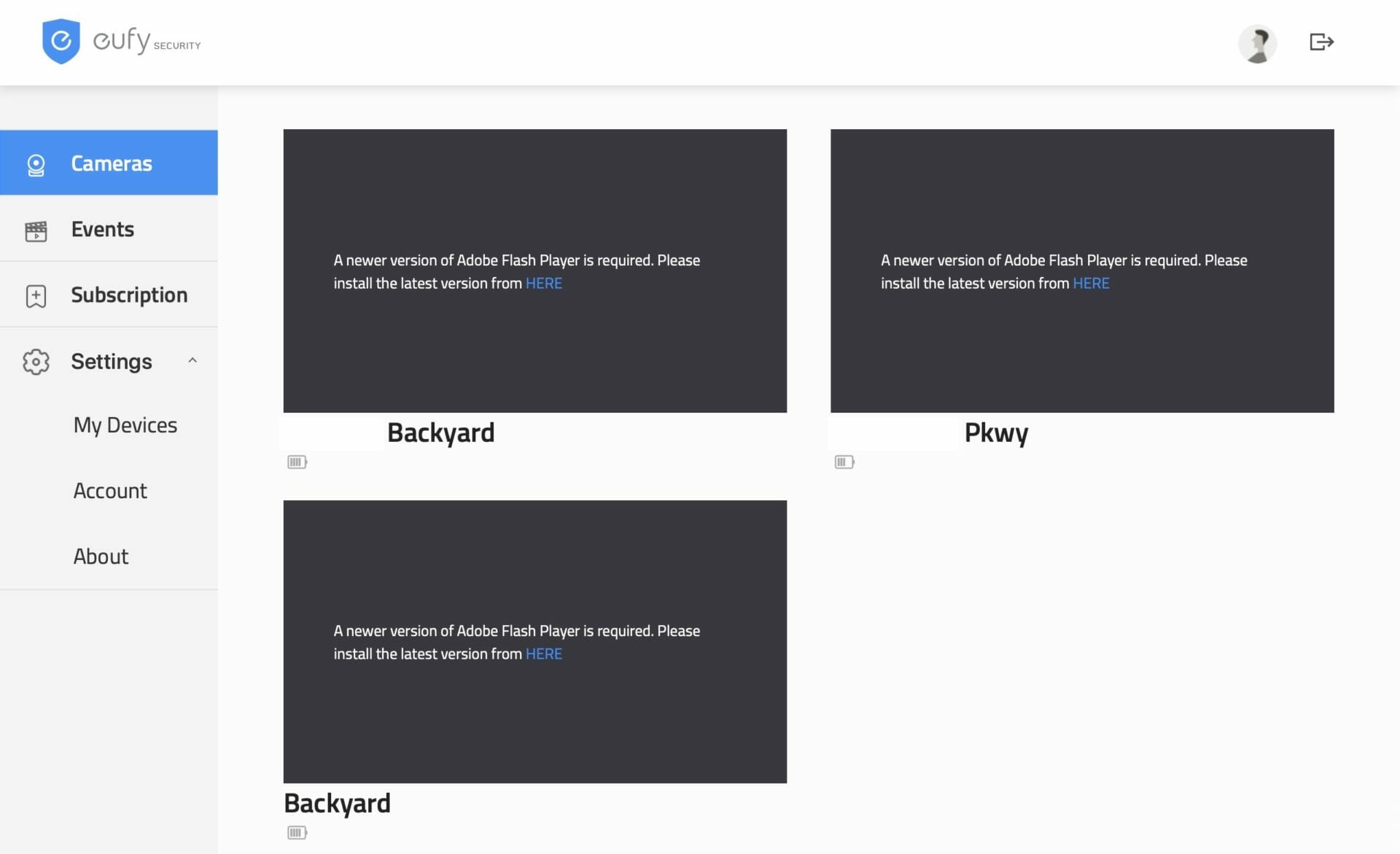 eufy still uses Adobe Flash on its web portal