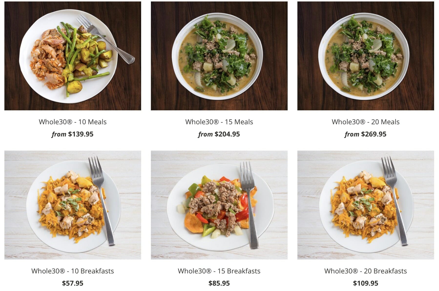 True Fare - Whole30 frozen meal menu