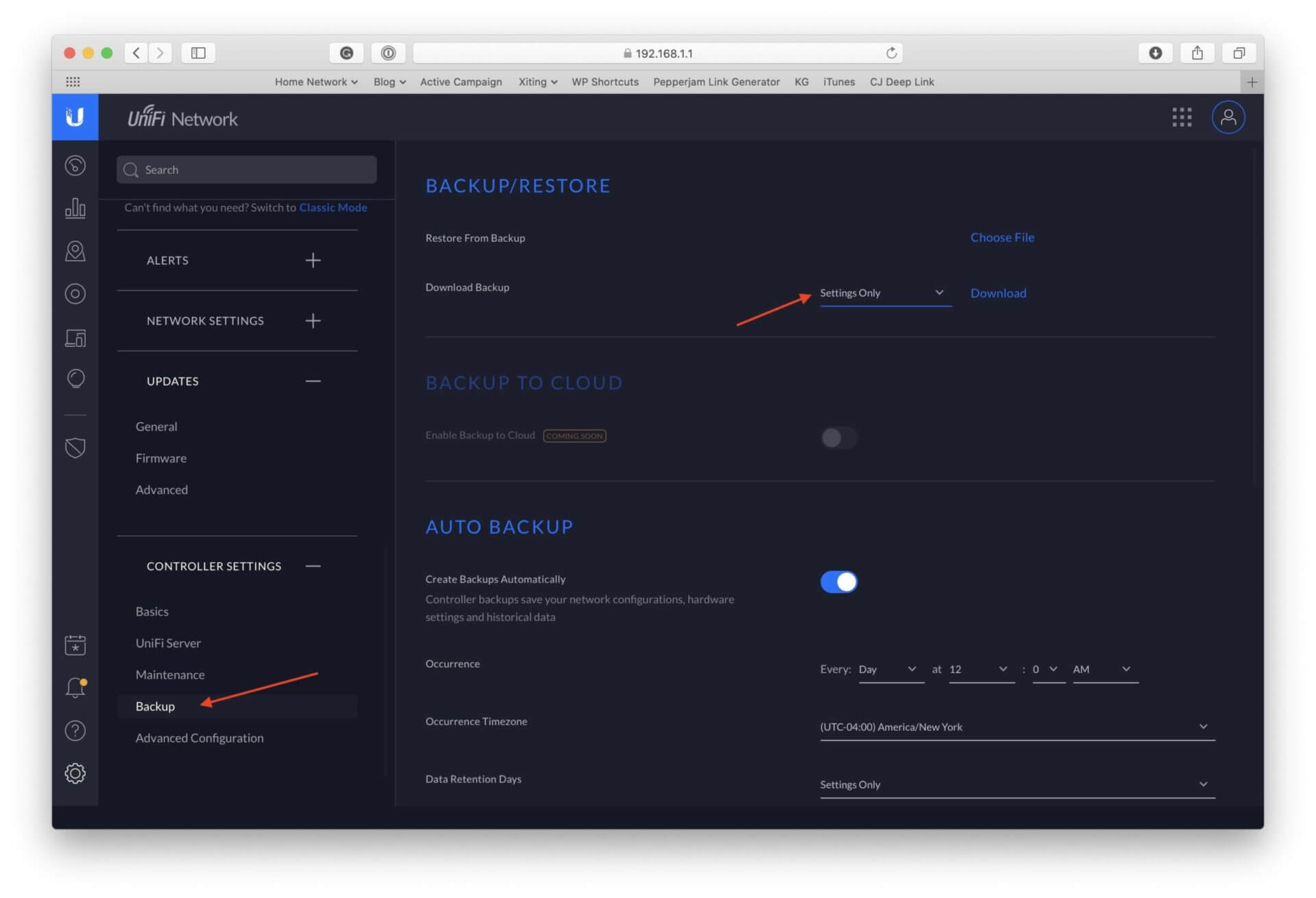 UniFi - Backup and restore